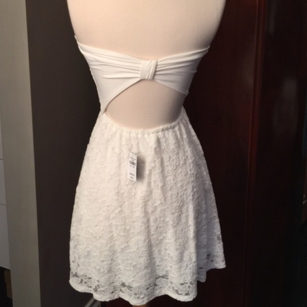 Abercrombie Girls Ivory Strapless Lace Dress